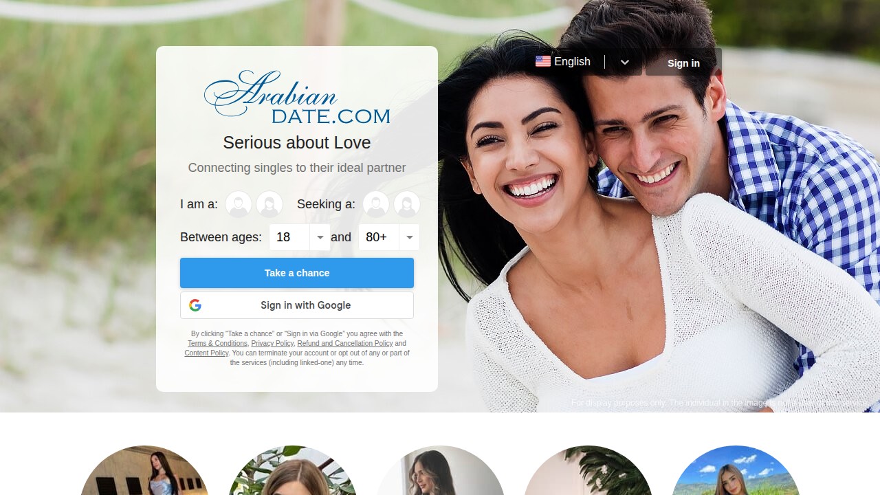 ArabianDate - Homepage Screenshot